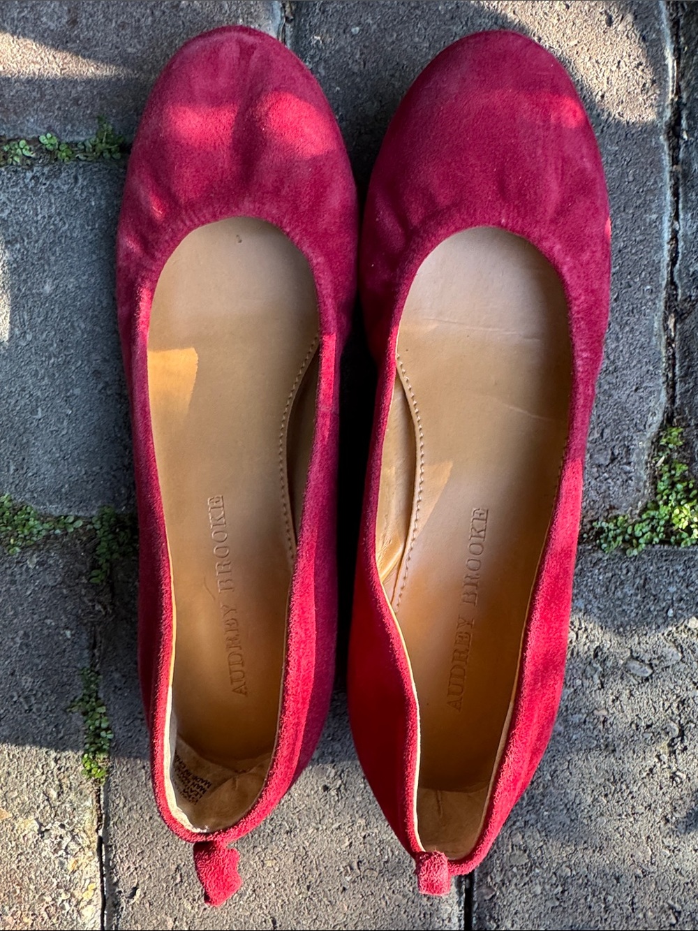 Audrey Brooke Red Suede Ballet Flats
